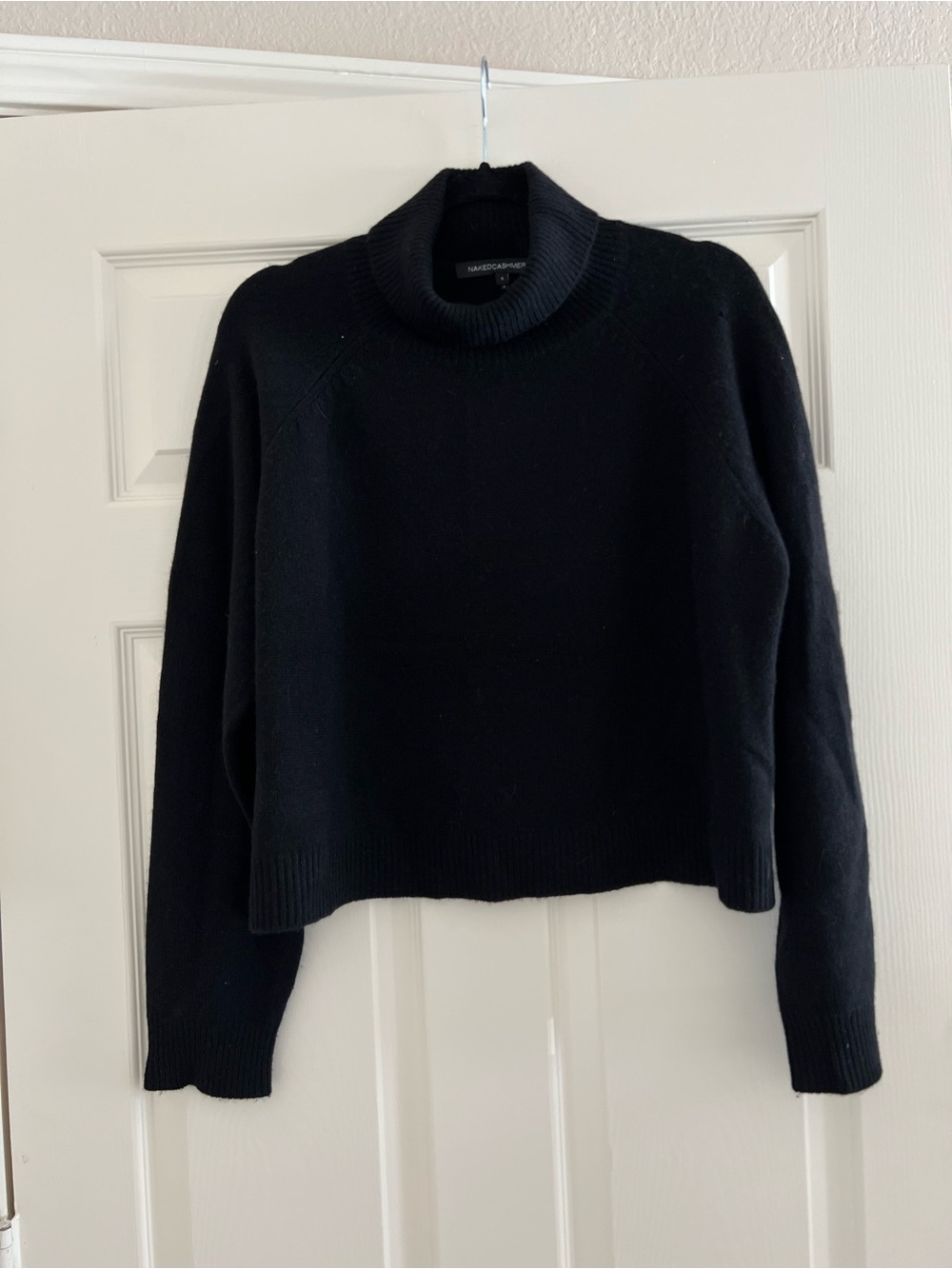 NakedCashmere Black Cropped Cashmere Turtleneck Sweater